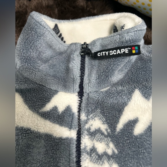 Cityscape Navy and White Fleece Jacket with Snowflake winter Design sz: medium - Picture 4 of 8